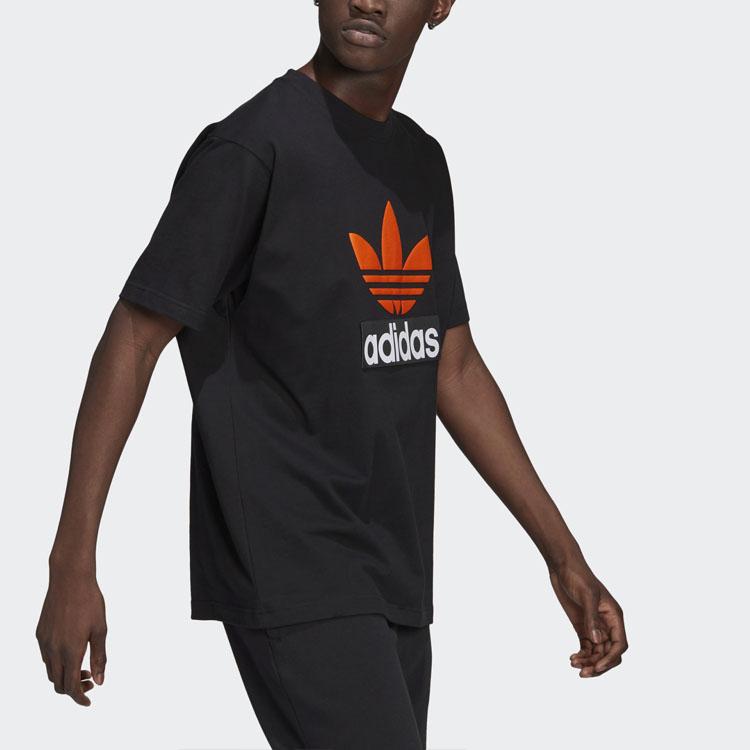 adidas Оригинальная футболка с логотипом трилистника на липучке и круглым вырезом с короткими рукавами, мужские топы, черные H09347