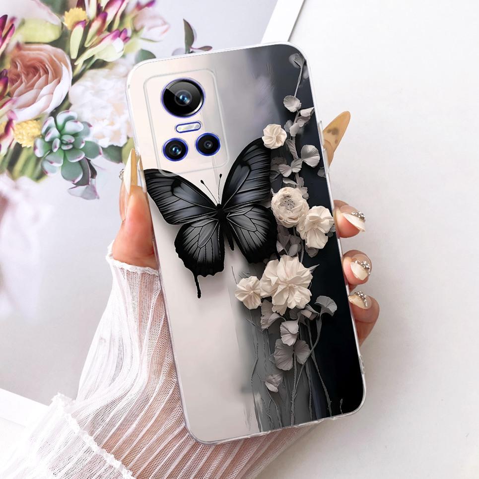Luxury Flower Butterfly Bow Pattern Casing For Realme GT Neo 3 150W Neo 5 240E GT3 Back Cover Clear Soft Silicone Phone Case