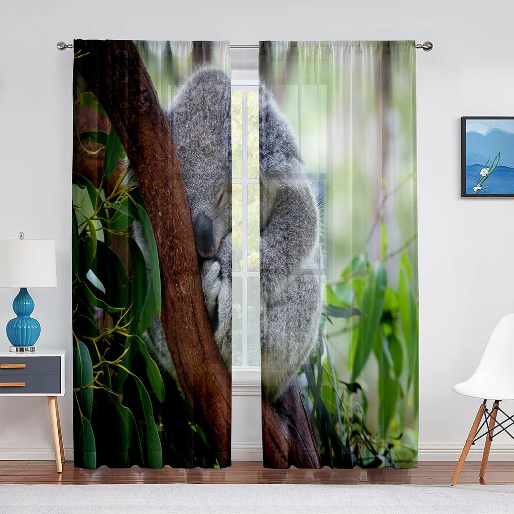 Красная Панда Прозрачная Вуалевая Занавеска для Гостиной Спальни Кухни эл Декор Милая Животная Шифоновая Отделка Оконная Тюлевая Занавеска