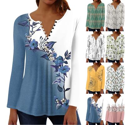 Женский повседневный топ свободного покроя с длинным рукавом и пуговицами