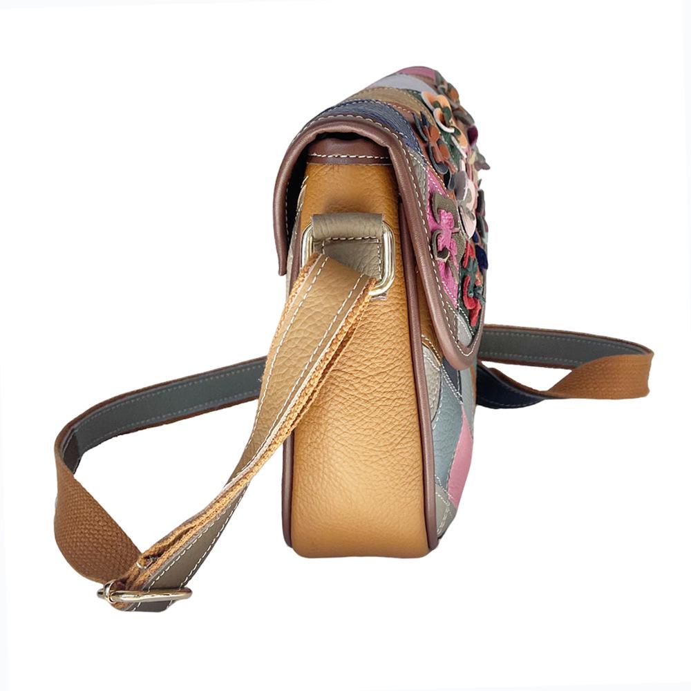 Красочная кожаная сумка кроссбоди в цветочную клетку для женщин