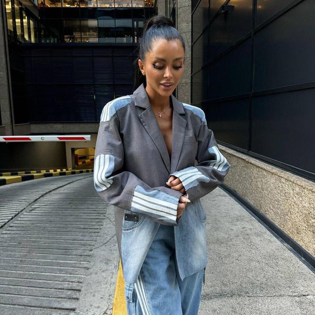 Женский джинсовый пиджак в стиле Cross-Border Personality