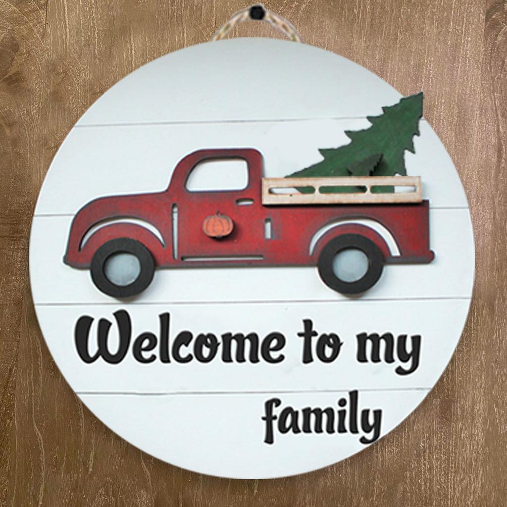 Wooden Swap Diy Festival Wreath Door Hanging Car Wooden Plate Decoration Arrangement
