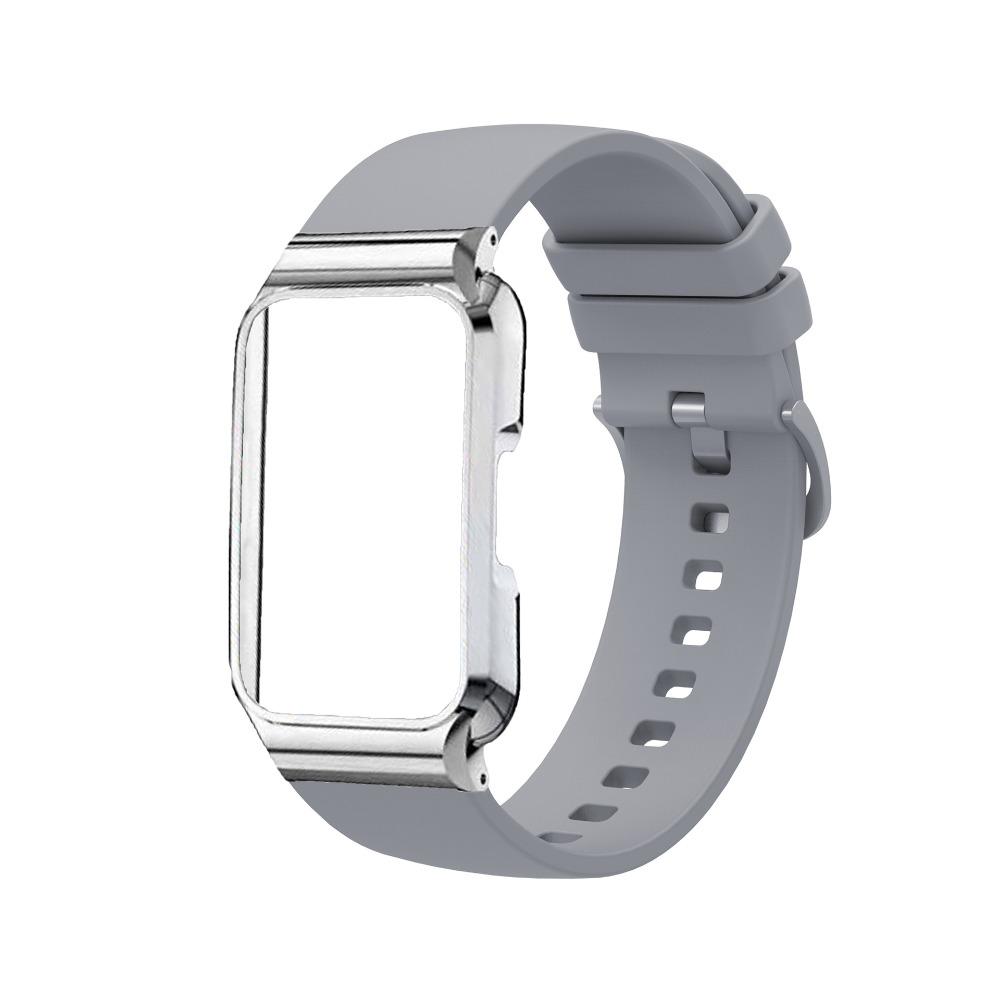 Силиконовый ремешок с металлическим защитным чехлом для Huawei Band 11 / Band 11 Pro Сменный ремешок для умных часов