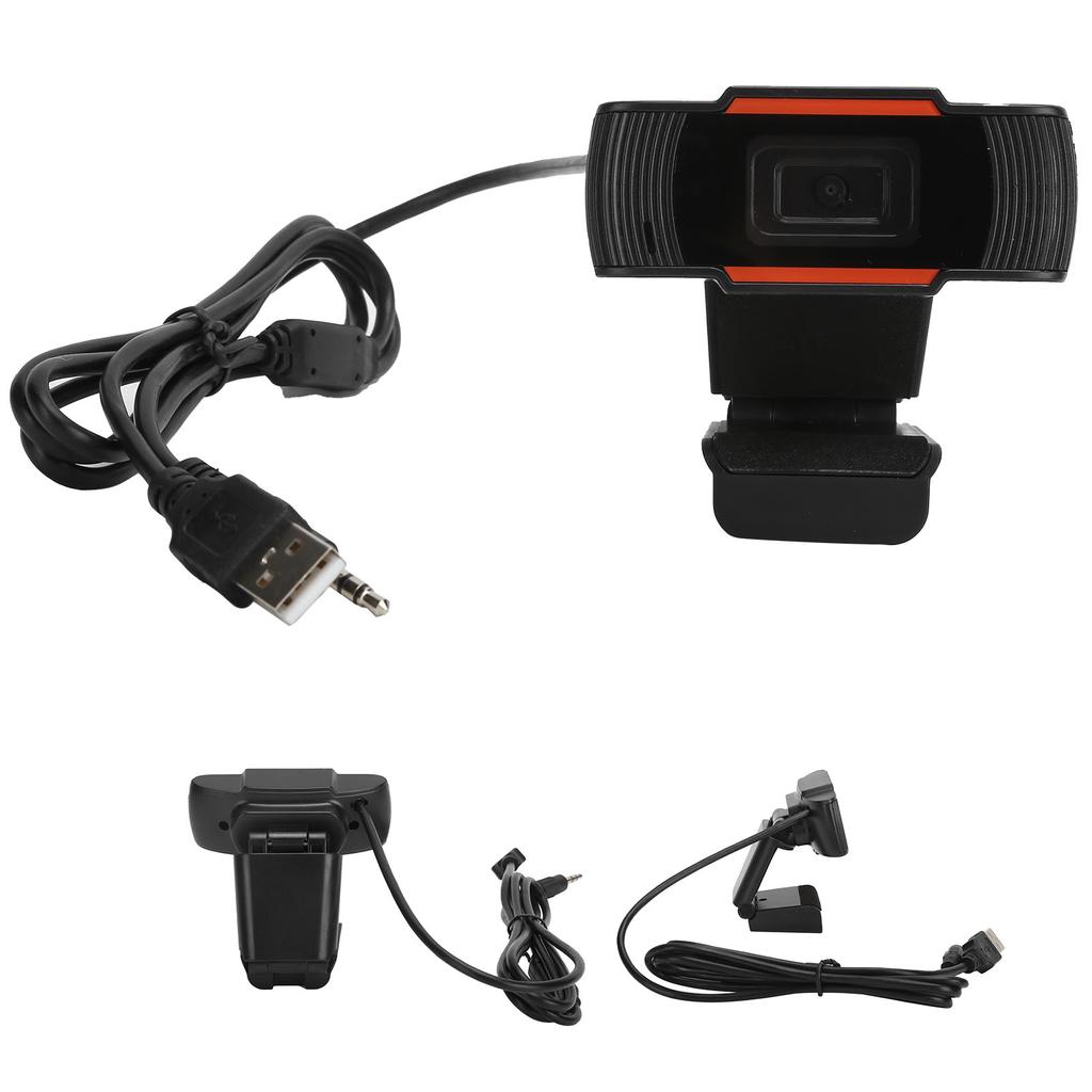 720P Web Camera Full HD Webcam with Noise Cancelling Microphone MultiFunction Base