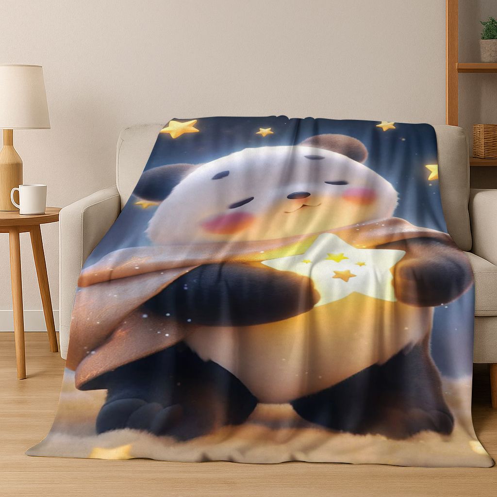 2026 New Dream Panda Cute Cartoon Art Flannel Blanket,Cozy Soft Throw Blanket for Home Bedroom Bed Sofa Picnic Cover Gift Kids