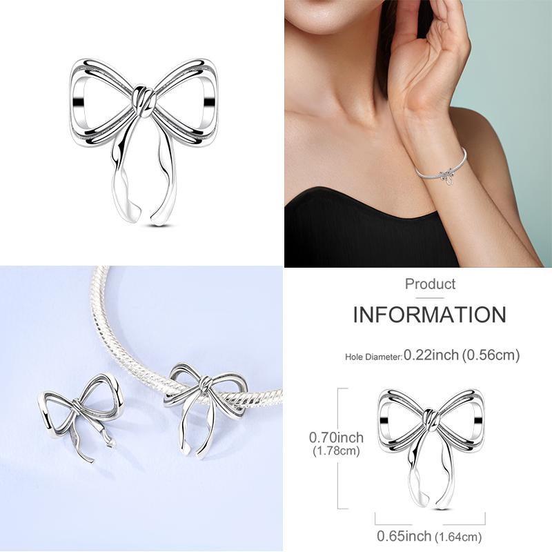 New In 925 Silver Charms Bow Love Mom Heart Charm Bead Fit 925 Original Bracelet DIY Woman Jewelry Gift For Friend