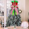 Christmas Tree Topper Hat Collapsible Top Formal Hat with Striped Ribbon