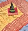 Beautiful Golden Jari with New Design Soft Lichi Silk Saree