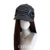 Ancient atmosphere knitted striped headscarf hat women's early autumn button pleated face small beret cap