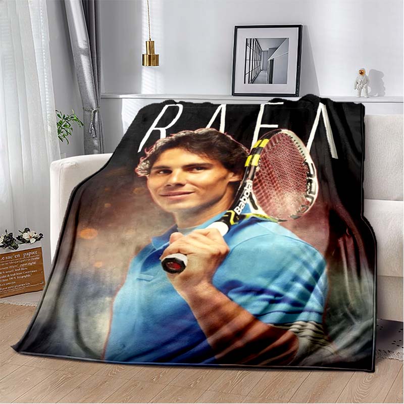 Rafael Nadal Bull Logo Flannel Throw Blanket, Tennis Player Symbol Soft Blanket for Sofa Bed Sports Fan Decor
