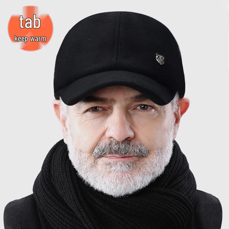 Men's Winter Wool Baseball Cap with Ear Protection for Middle-Aged/Elderly