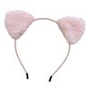 Женская повязка для волос, мягкий пушистый плюшевый мультяшный декор для ушей котенка, эластичный узкий противоскользящий обруч с узкими полями, обычная посадка, сплошной цвет, украшение на голову, обруч для волос