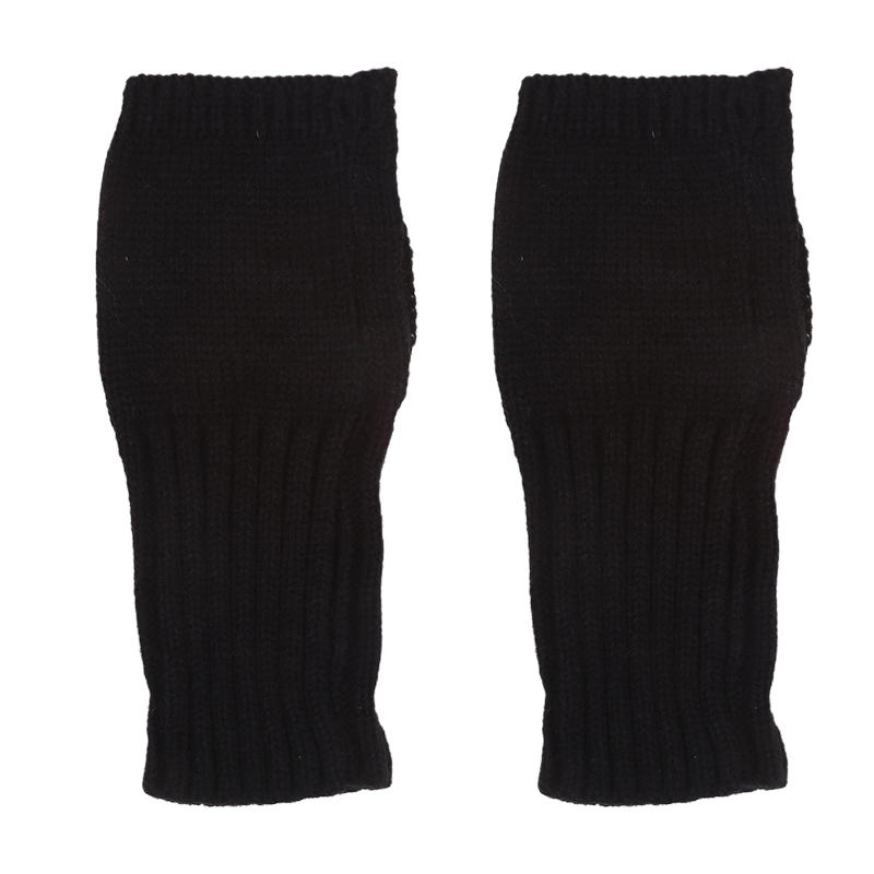 Women Short Bow Cable Knitted Warm Fingerless Gloves Outdoor Stretchy Arm Warmers Office Typing Wrist Gloves