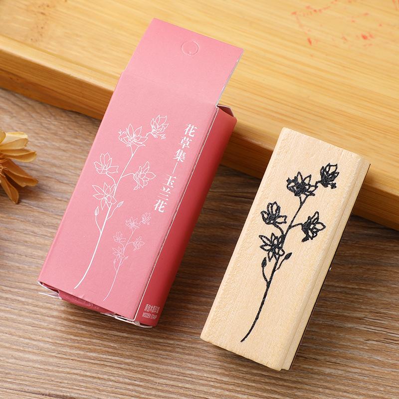 1 шт. Изысканный цветок трава растения деревянный штамп креативная тема природы скрапбук журнал шаблон печать дневник альбом украшение своими руками