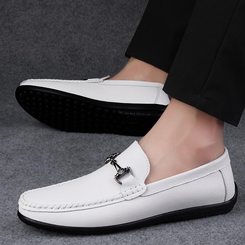 Мода 2025 Новые мужские лоферы из натуральной кожи Нескользящая офисная обувь Дышащие уличные слипоны Повседневная обувь Мужские модельные мокасины