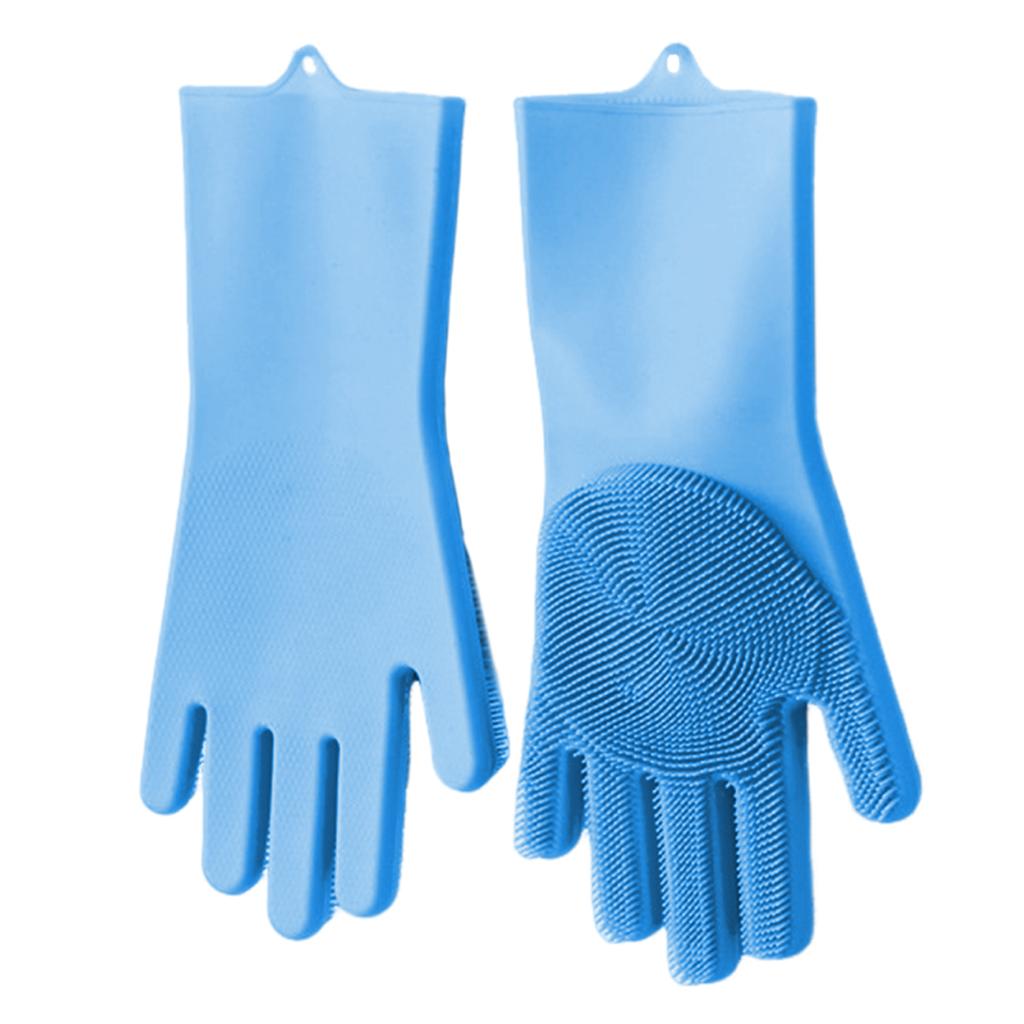 Yousheng 1 пара чистящих перчаток, противоожоговые многоразовые силиконовые перчатки для мытья посуды с тонкой щетиной для домашней кухни