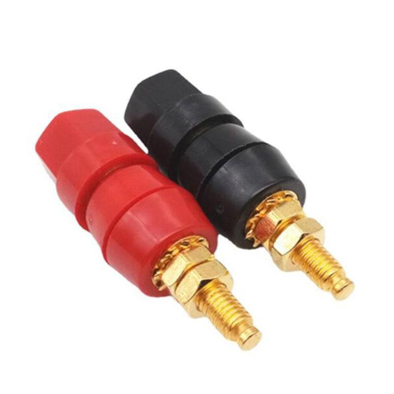 1pair 4mm Banana Plug Jack Adapter Connector Single Cable Socket Red Black Terminals Amplifier Terminal Binding Post Speaker