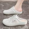 Fashion Women's Shoes Fashion 2025 Summer Slippers Mesh Breathable Flat Shoes Non Slip Round Toe Outdoor Half Slippers Lace Up Mules