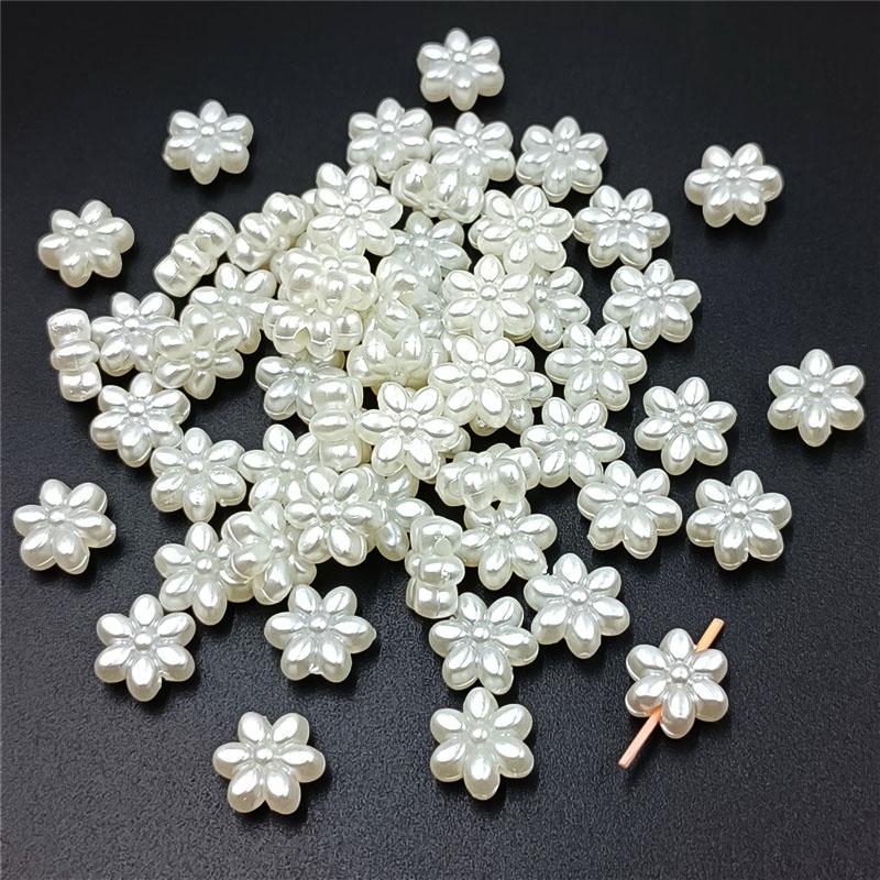 50/100 шт. модные перфорированные цветочные украшения, аксессуары, трехмерные бусины из искусственного жемчуга ABS, ожерелье, браслет, ручная работа