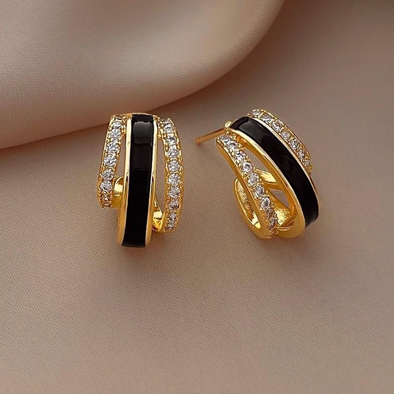 CAOSHI Elegant Daily Wearable Stud Earrings for Women Temperament Gold Color Engagement Jewelry Personalized Female Accessories