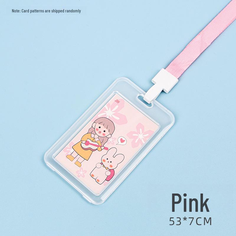 Student Cartoon Clear Badge Holder with Lanyard for ID or Bus Card