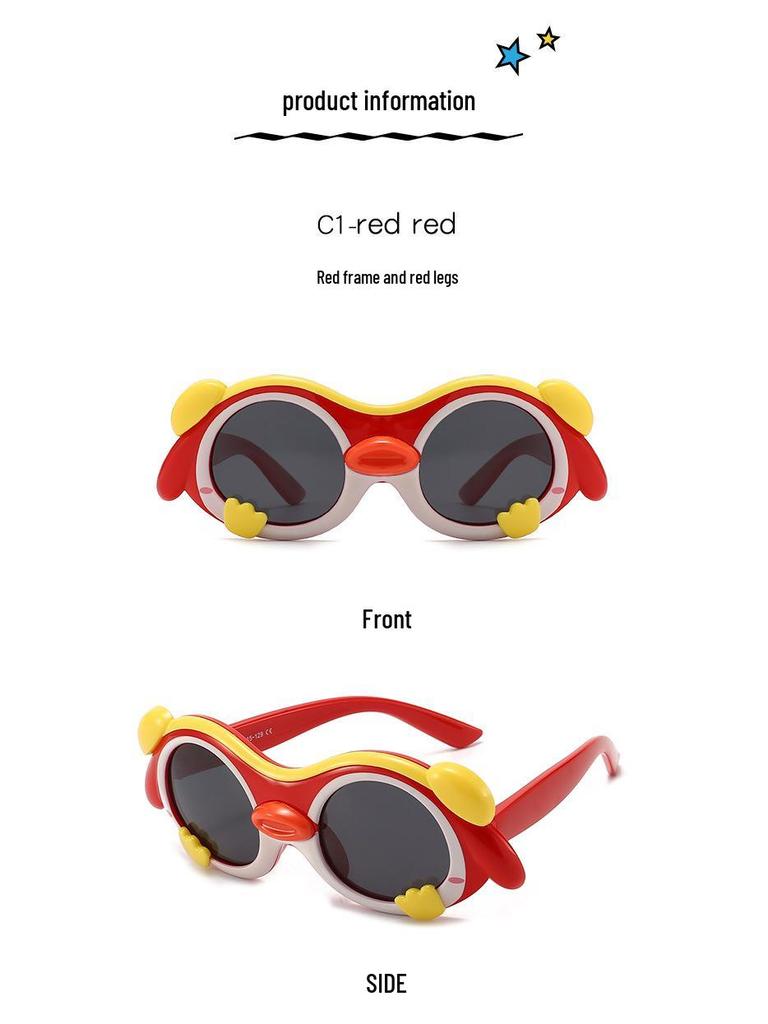Polarized Cartoon Sunglasses for Kids - Soft Silicone, Childlike Design, Anti-UV Protection for Boys and Girls.
