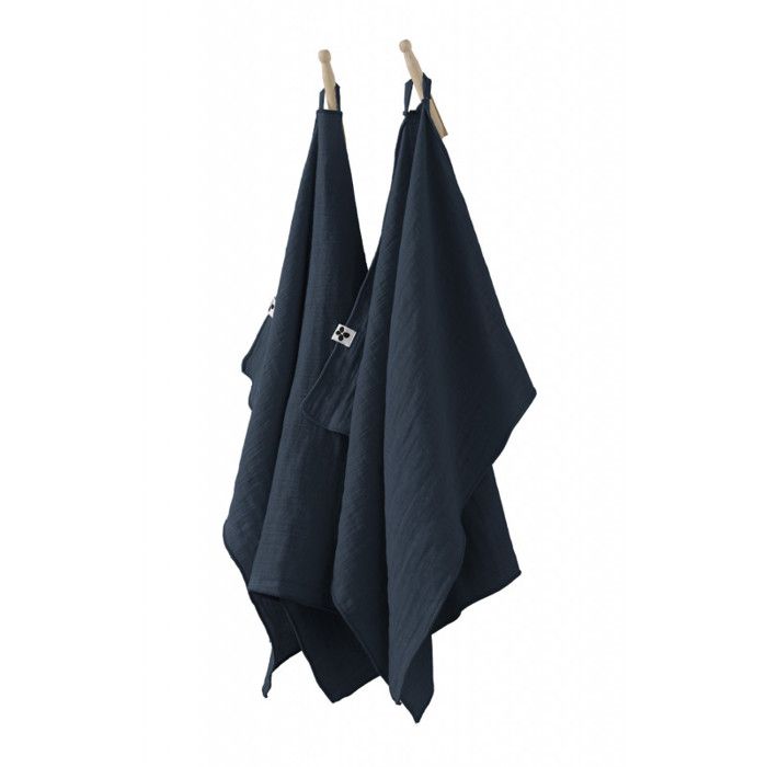 Lot de 2 essuie-mains "Gaïa" 50 x 70 cm "Gaze de Coton" - Gaïa Minuit