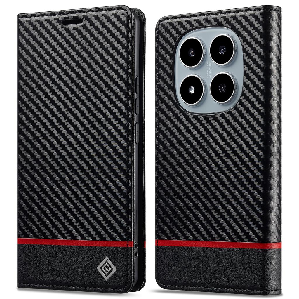 LC.IMEEKE For Xiaomi Redmi Note 15 Pro 4G (Global) Wallet Case Carbon Fiber Texture Leather Phone Cover