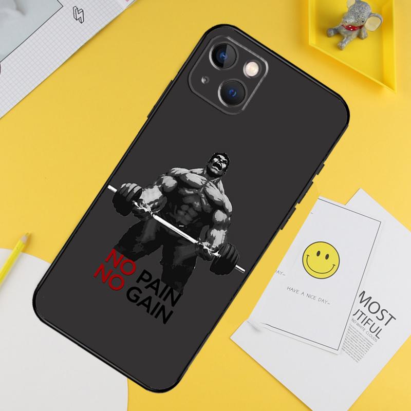 No Pain No Gain Training Phone Case For iPhone 16 Pro 15 Pro 13 12 Mini 11 14 Pro Max XR 16 15 Plus 16e Cover Coque