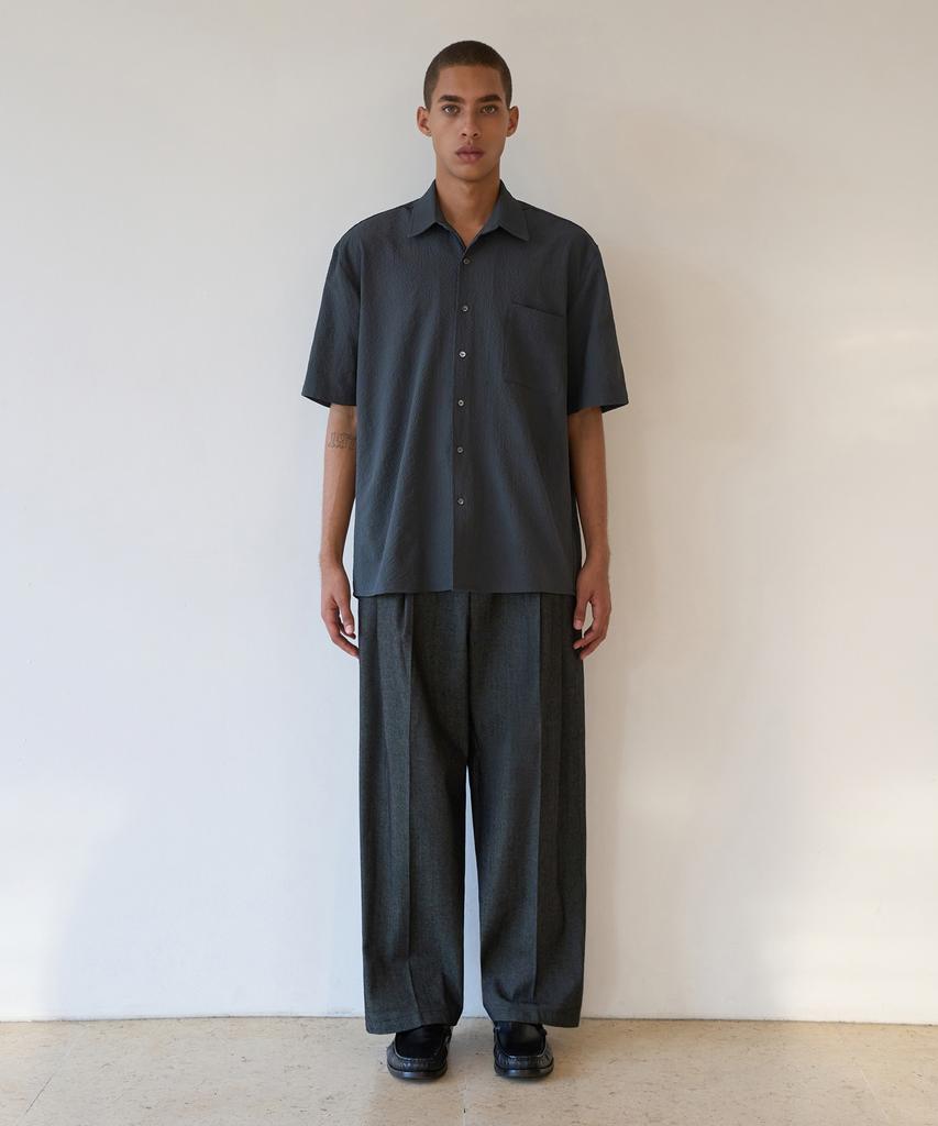 TRIP LE SENS Mist Grid Half Shirt_Charcoal