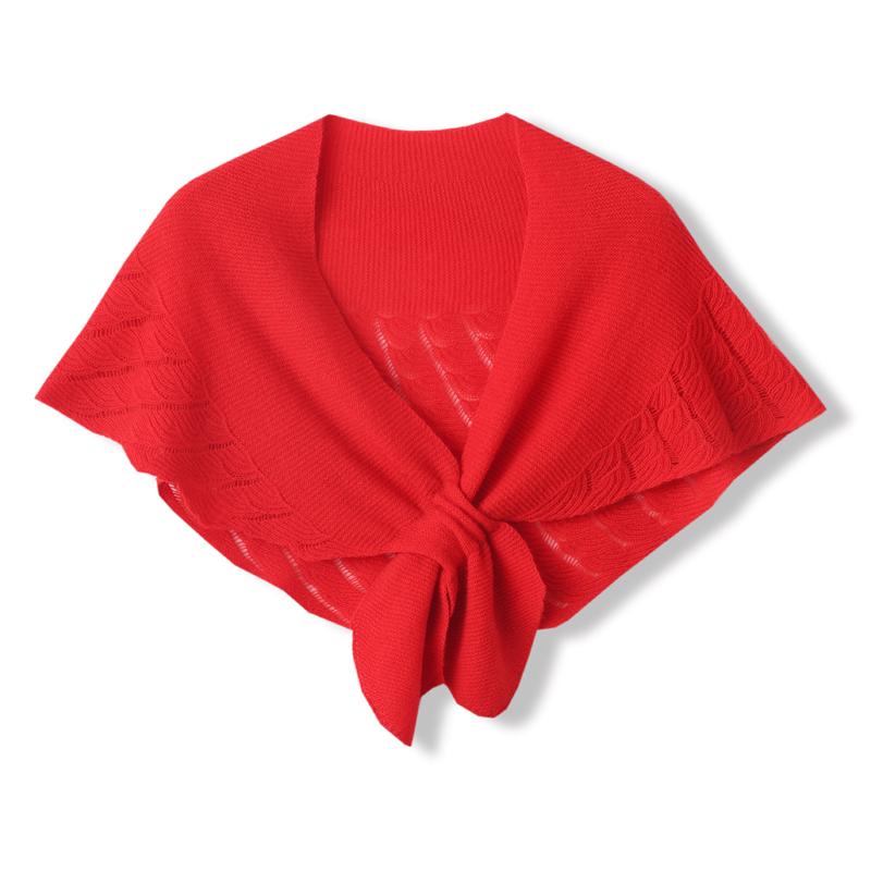 100%Wool Knitted Triangle Shawls Women Hollow Out Fashion Poncho Blouse Shoulder Fake Collar Cape Soft Warm Neck Scarves Girl