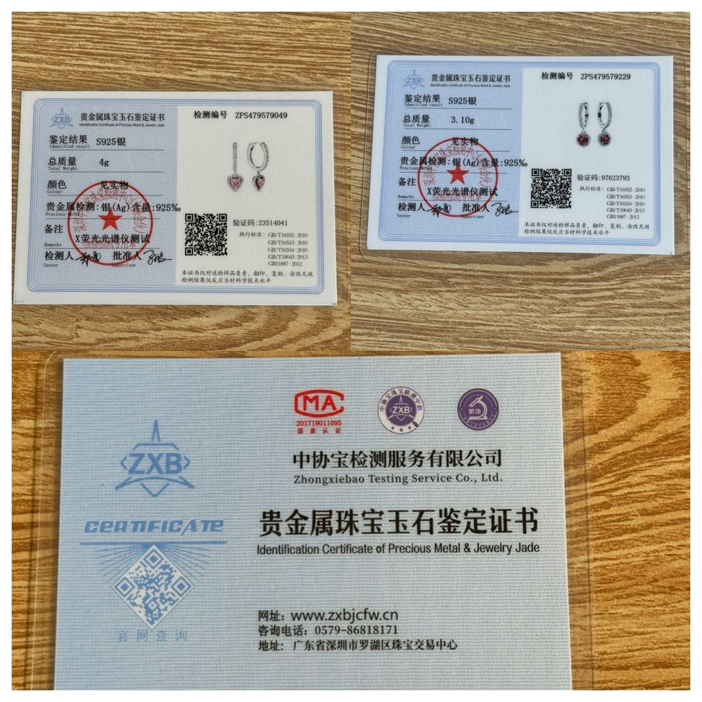 Valentine's Day 925 Silver Plated Red Sapphire Earrings Pink Round Sparkling Earrings Pandor Exquisite Jewelry Ladies