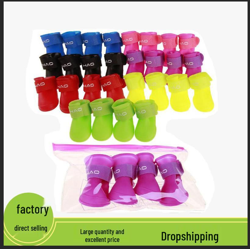 Candy Color Non-Slip Pet Rain Boots - Wear-Resistant, Fashionable & Cute Shoes for Dogs