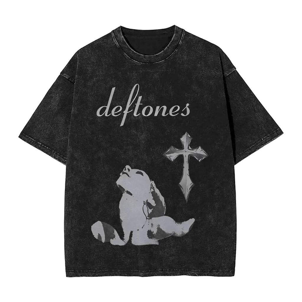 Новое поступление Мужская одежда Ohms Белый Пони Deftones Рок-группа Стиранная Футболка с коротким рукавом с круглым вырезом Y2k Мужская одежда Camisetas