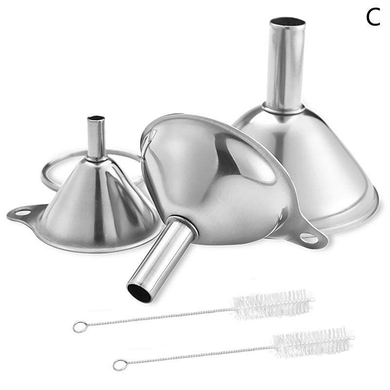 Stainless Steel Funnel Three-Piece Set Mini Funnel Oil Spill Wine Spill Tool Multipurpose Funnel Bar Kitchen Supplies