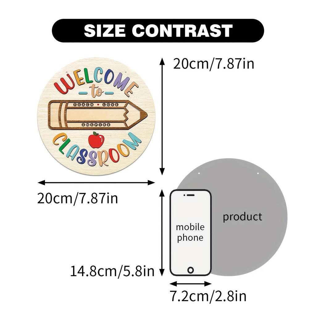 Classic Wooden Welcome To Classroom Sign - Multipurpose Teacher Door Plaque, Wall Hanging Educational Decor, Graduation Season, No Electricity Needed