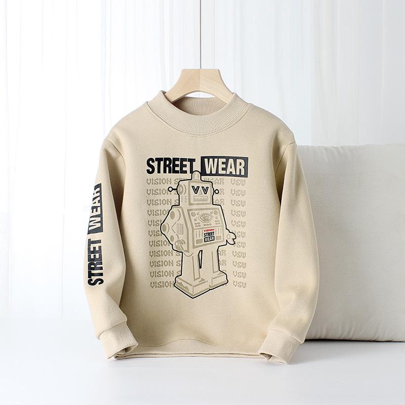 Korean Style High Collar Fleece Sweater for Kids - Warm Winter Long Sleeve for Boys