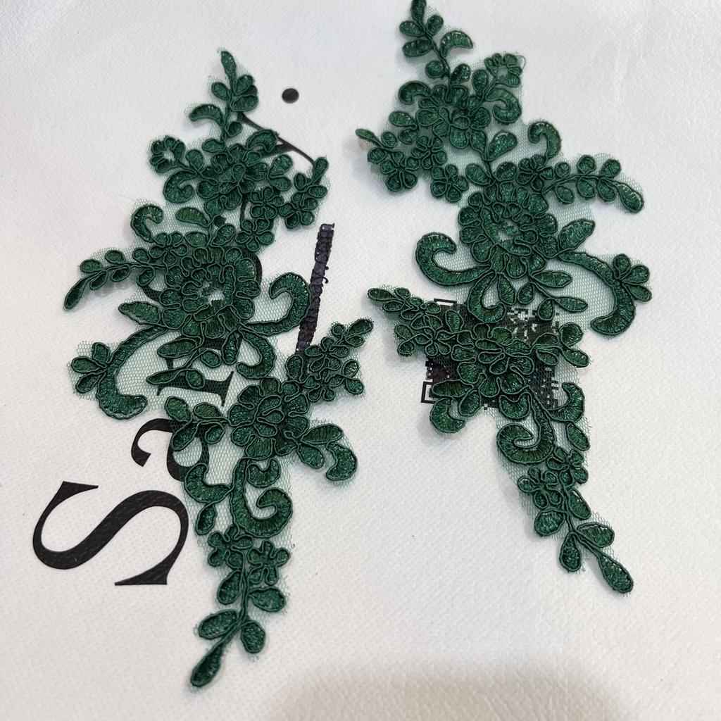 Кружевная аппликация Пришивная нашивка Ткань 1 пара Вышивка Цветок Изысканная отделка Нашивки Поделки Наклейки Сумка Платье Украшение Оптом