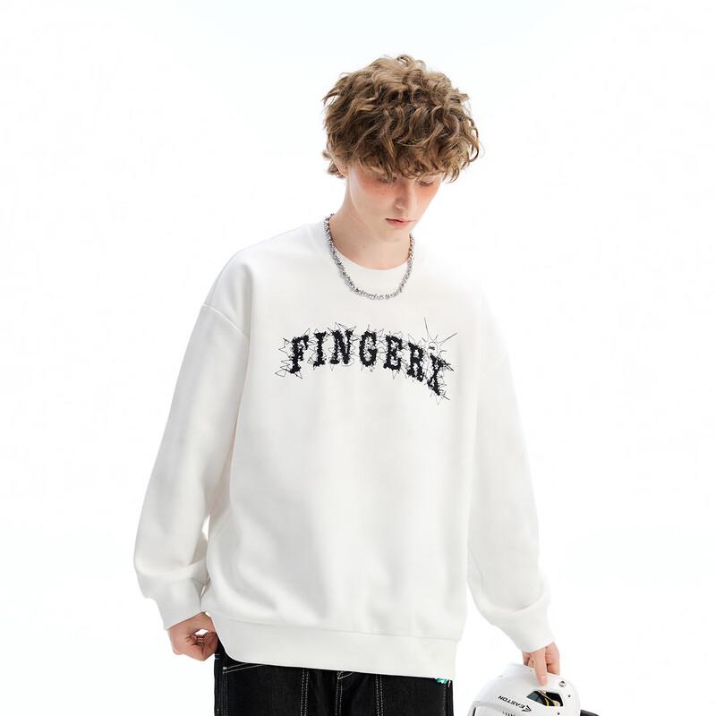 fingercroxxit Men's Heavyweight Embroidered Pullover Sweatshirt