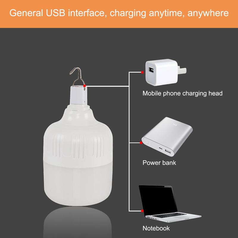 Портативные светодиодные кемпинговые фонари с USB-зарядкой, уличная аварийная лампочка, 3 режима освещения, водонепроницаемый корпус, лампочка 170/220 Вт