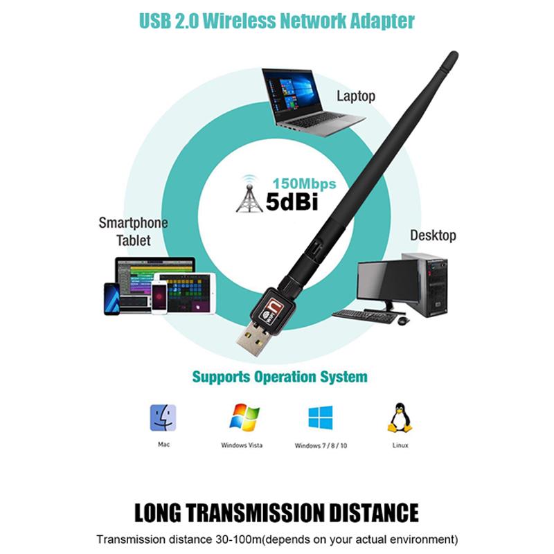 WiFi USB Adapter 150mbps Wifi Antenna 802.11n Long Distance USB WiFi Receiver Ethernet Network Card