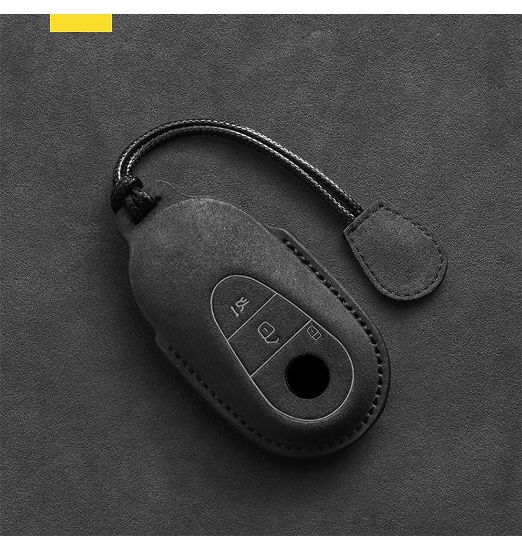 Кожаный чехол для ключей автомобиля с замшевой отделкой для моделей Mercedes Benz, включает ремешок