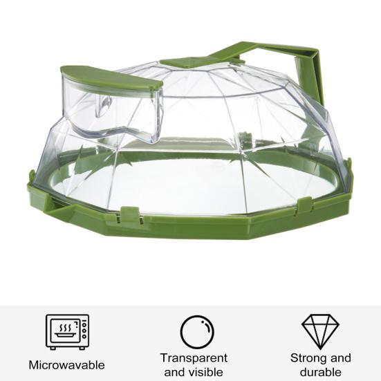 Food Cover with Water Steamer Integrated Handle Splatter Guard Plate Covers Kitchen Gadgets Accessories