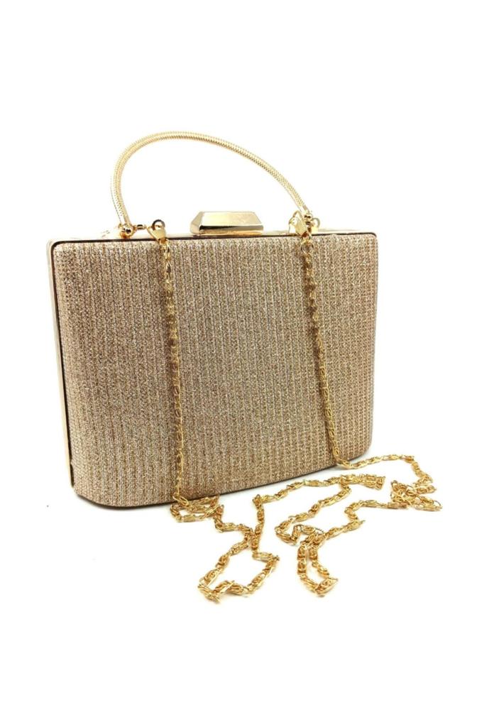 Women's Stylish and Useful Evening Dress Bag Gold Glitter Tablet Evening Dress Bag