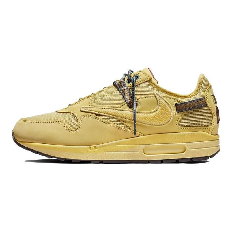 Travis Scott x Nike Air Max 1 Saturn Gold Унисекс Кроссовки Песочный Чайное дерево Туман Палатка DO9392-700