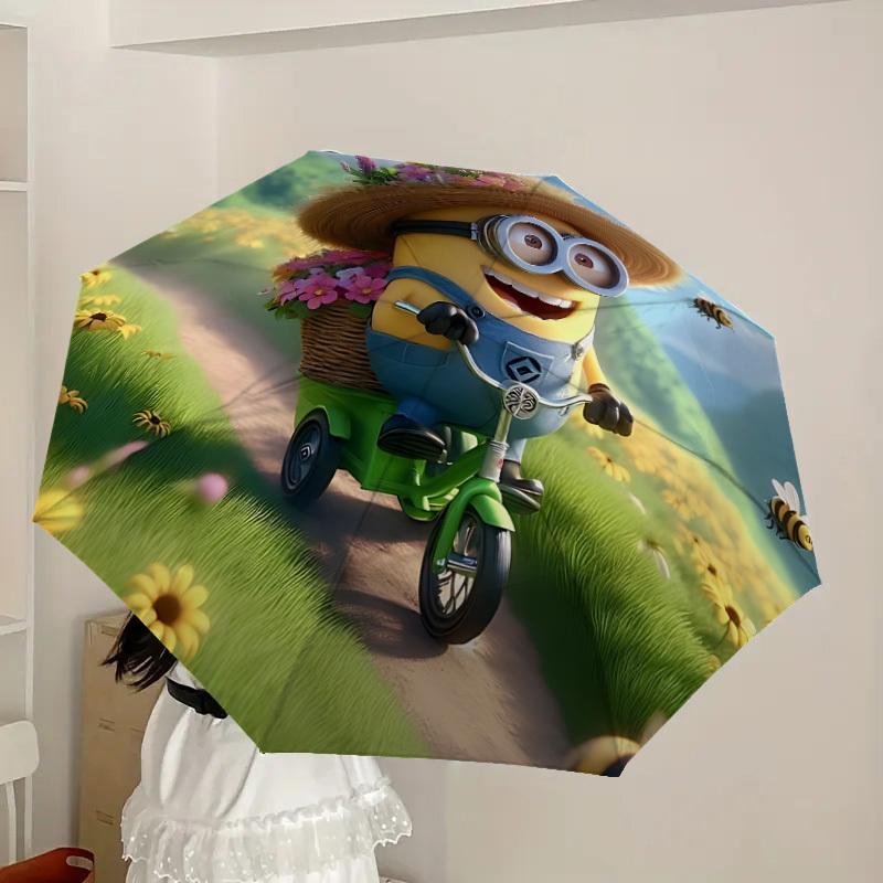 1PC Minion Automatic Folding Umbrella | Vibrant Motif & Compact Design for Everyone, On-the-Go Essential - Gift-Worthy Style yy250930006