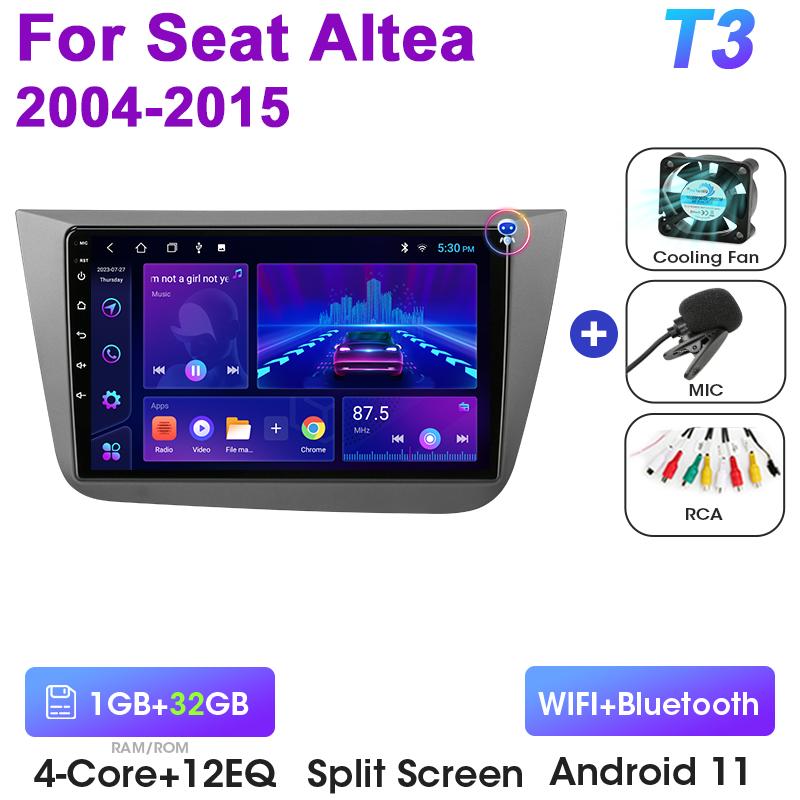 2 DIN Android 12 Автомагнитола для Fiat Seat Altea 2004 - 2015 Мультимедийный видеоплеер GPS Carplay Автомагнитола 4G QLED DVD Головное устройство
