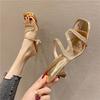 High-heeled Slippers, Thin Heels, Women's Sandals, Summer New Rhinestones, Mid-heel Design Sense, Fashionable One-word Drag