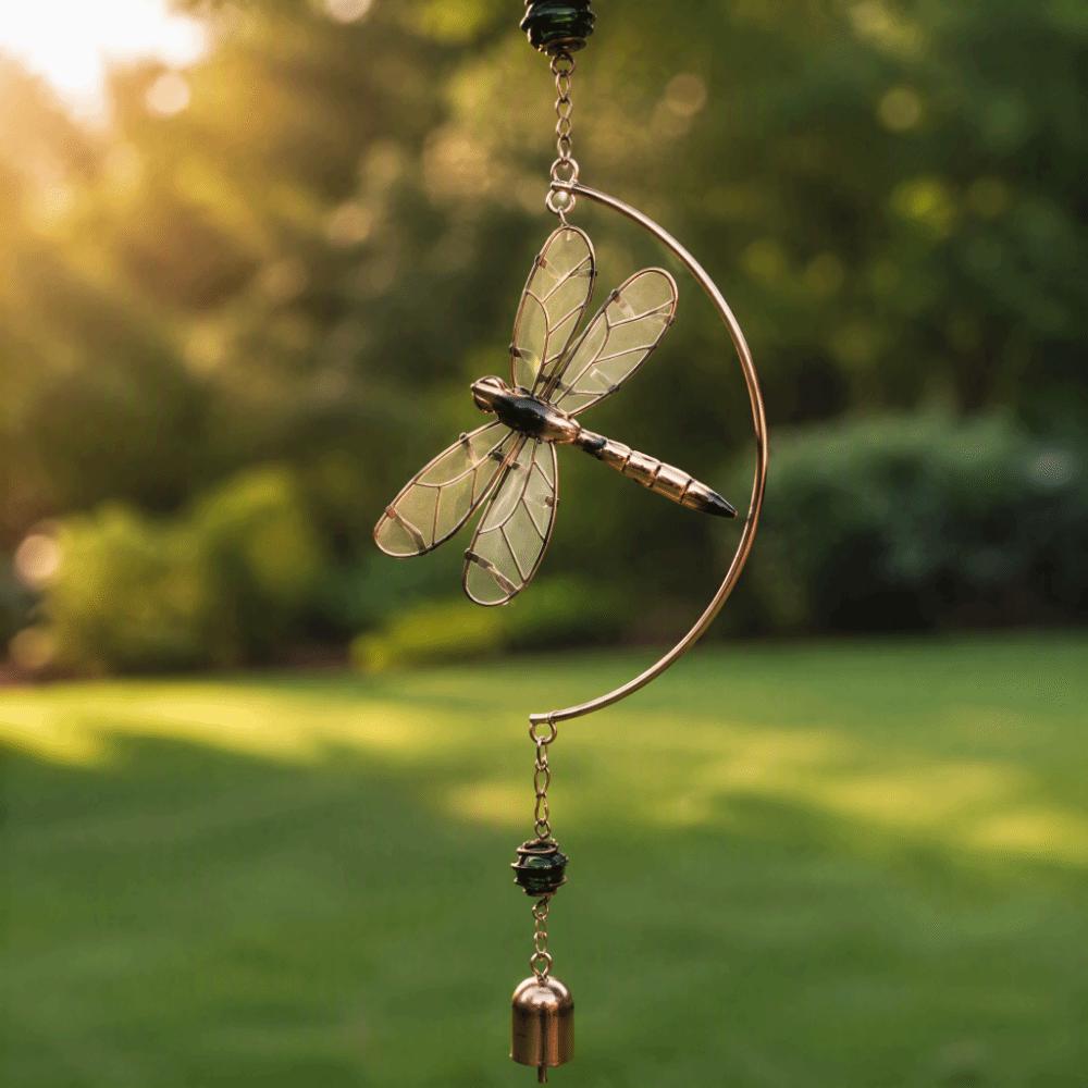 Good Luck Symbol Dragonfly Wind Bell Luminous Glow Outdoor Hanging Decor  For Patio